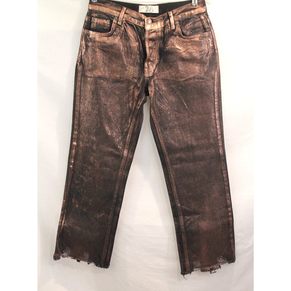 Free People We The Free Maggie Jeans Womens size 26 Metallic Coated Cropped